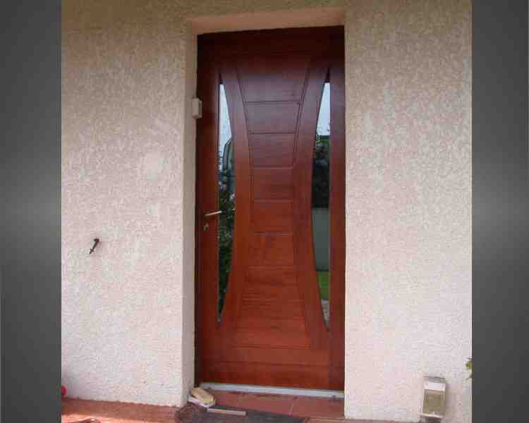 porte, entree, bois, verre